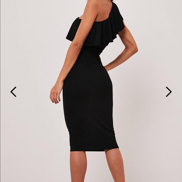 ONE SHOULDER RUFFLE BODYCON MIDI DRESS - Picture 4 of 4